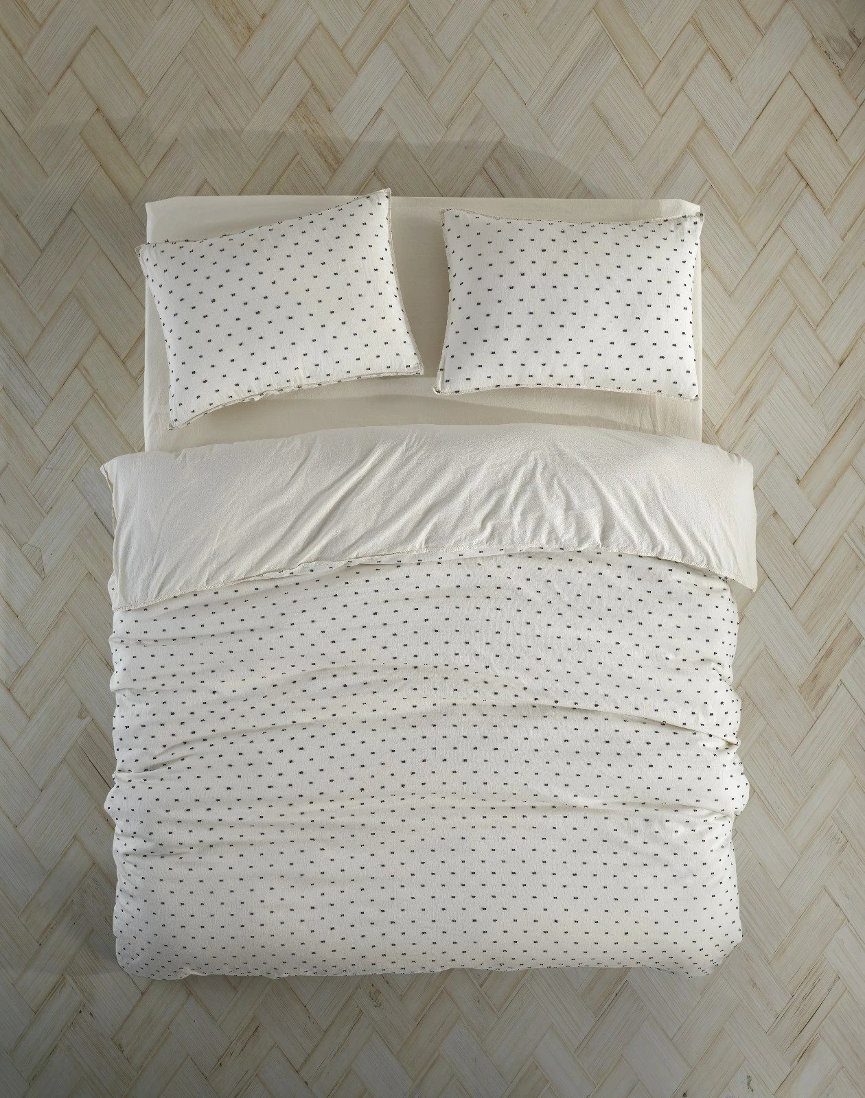 Set mbulesë për jorgan dopio, Ranforce, L'essentiel, Pas a Pas, krem & e zezë