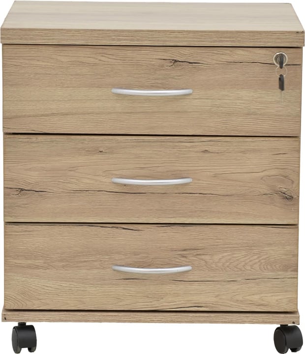 Komodë zyre me rrota, ngjyrë natyrale, Anze, 48x38x53cm