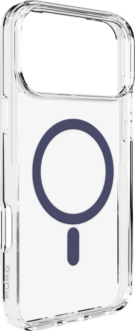 Mbështjellës Puro Lite Mag për iPhone 17 Pro Max, MagSafe, Transparent me unazë blu