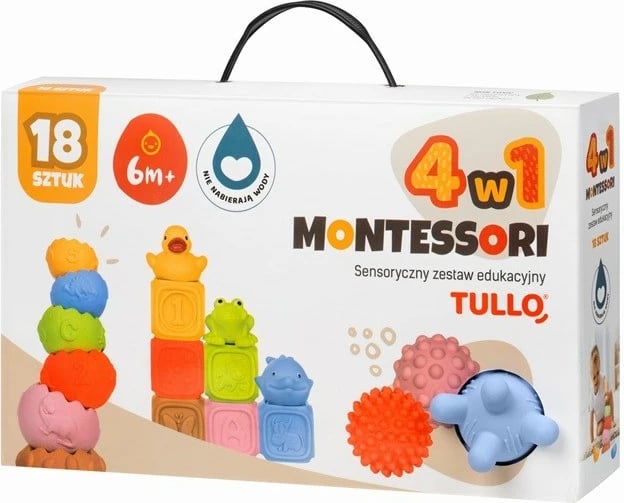 Set edukativ Montessori Tullo, 18 pjesë, ngjyra të përziera