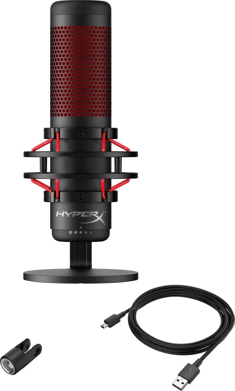 Mikrofon tavoline HyperX QuadCast, i zi/i kuq