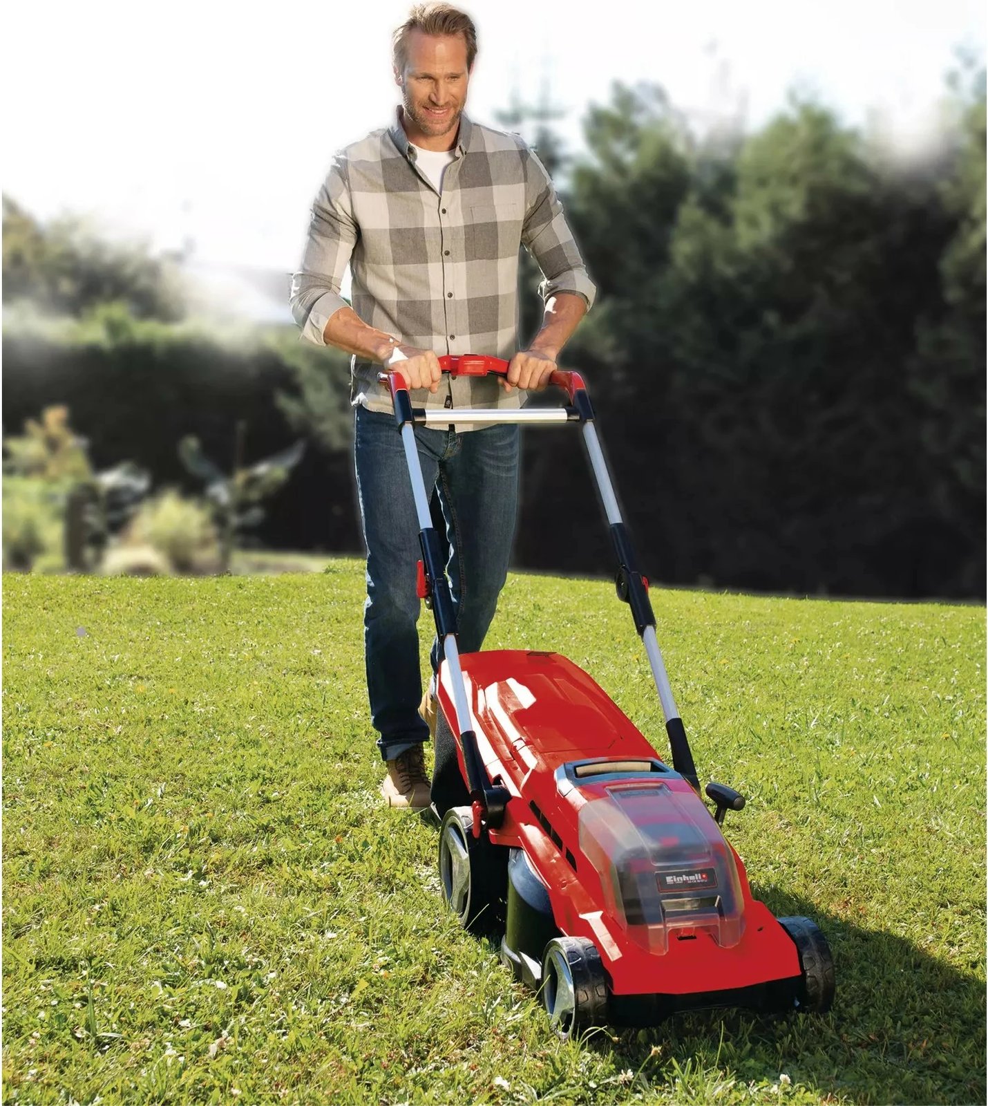 Kositëse bari Einhell GE-CM 36/37 Li-Solo, 37 cm, 45L, me bateri, e kuqe/zezë