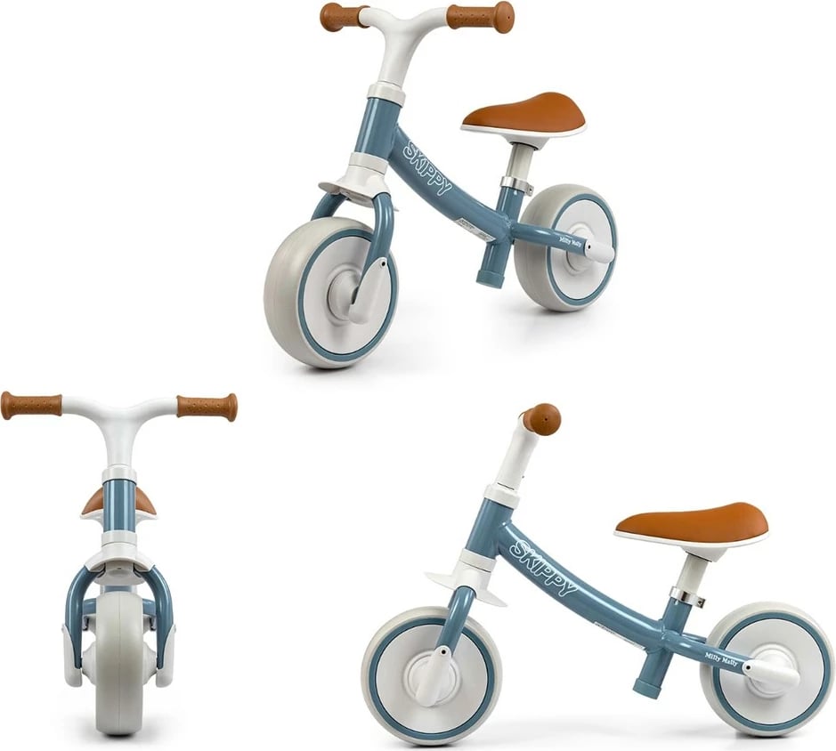 Biçikletë ekuilibri, Milly Mally, Skippy, rrota EVA pa shpime, kornizë çeliku, ulëse e rregullueshme, 18+ muaj, blu
