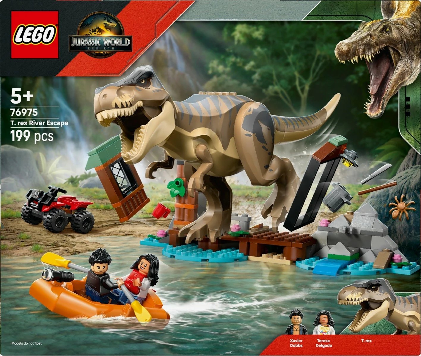 Set LEGO Jurassic World 76975 River Escape prej T-Rex, 199 pjesë