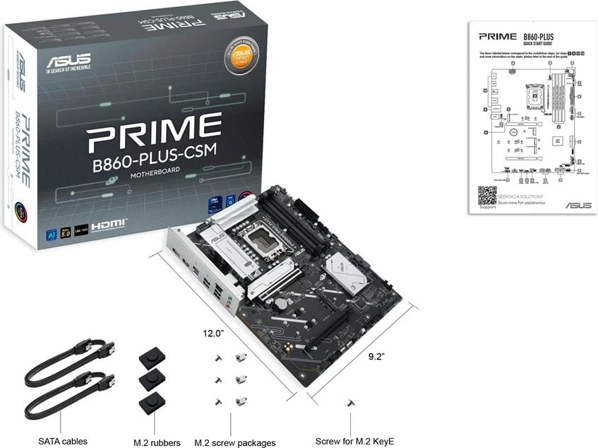 Pllakë amë ASUS PRIME B860-PLUS-CSM, Socket LGA 1851, ATX, Multicolour