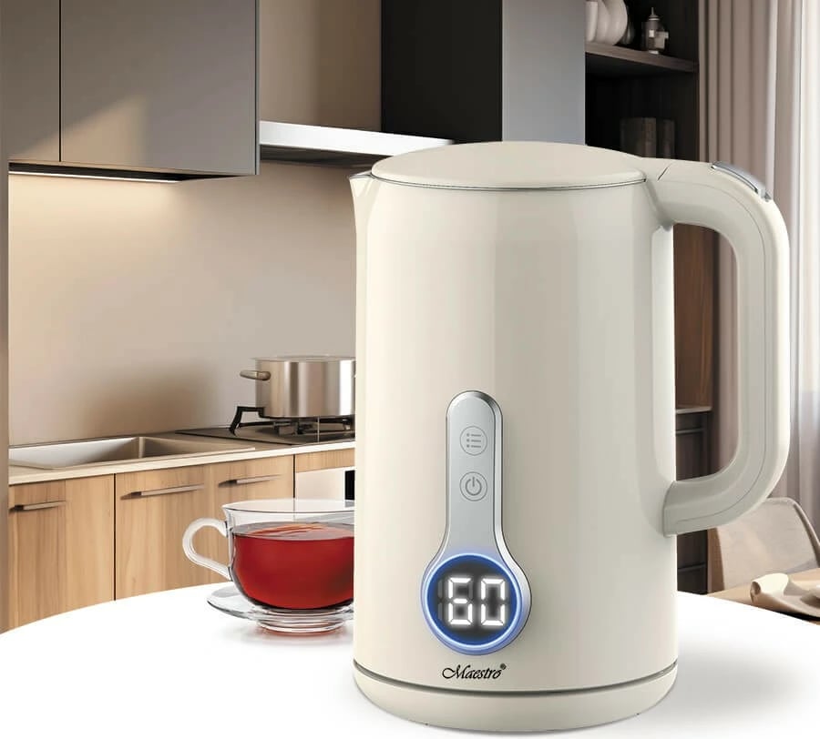 Ibrik elektrik Feel-Maestro MR-025-IVORY, 1.7L, kontroll temperature, ivory/silver