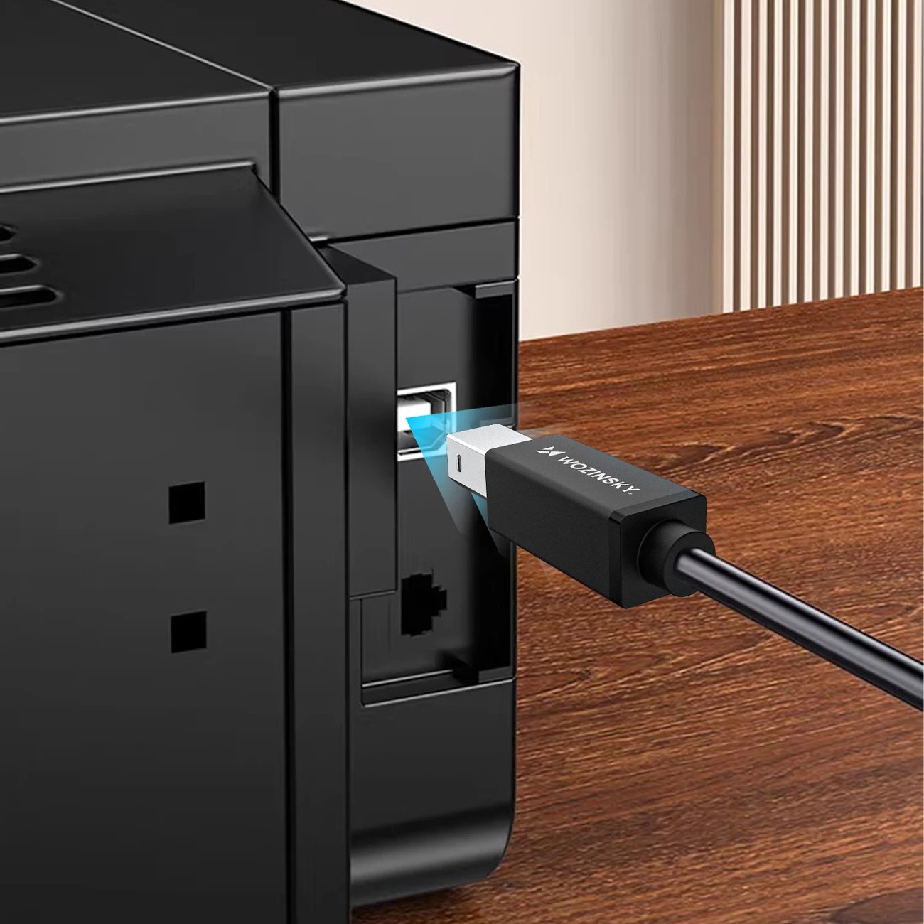 Kabel USB-B në USB-A Wozinsky WKDDY3S 2 m USB 2.0 480 Mb/s, e zezë