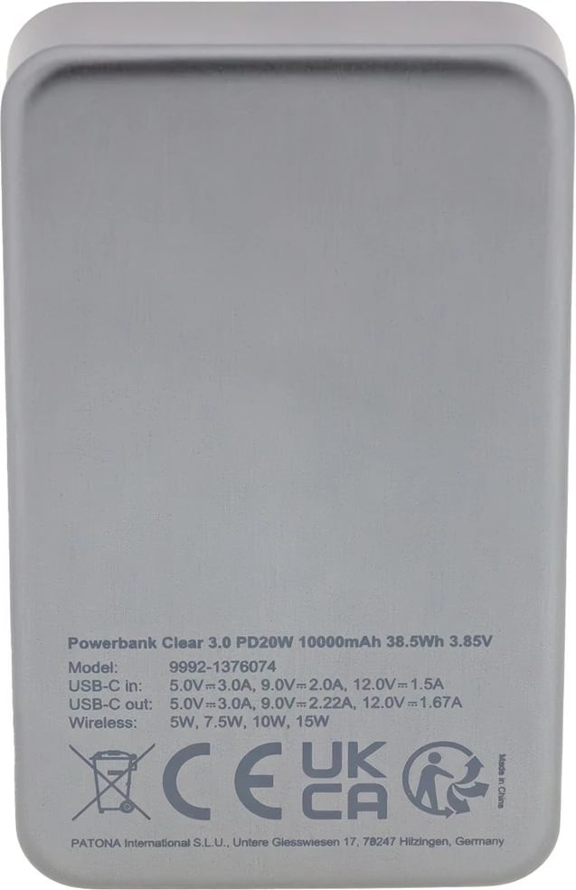 Power bank PATONA 9992, 10000 mAh, LiPo, e zezë