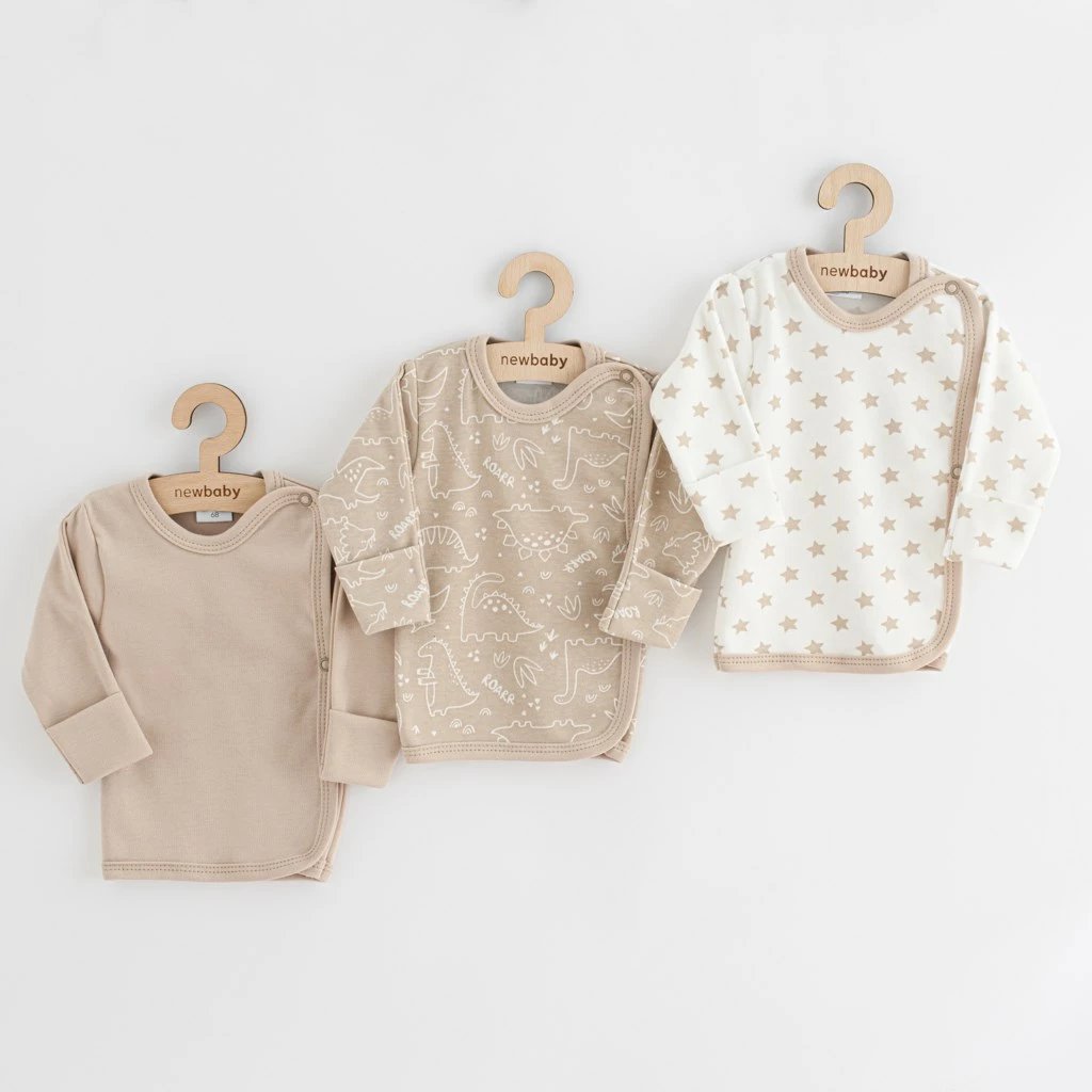 bluza bebe, New Baby, Classic II Uni, madhësia 68 (4-6m), bezhë, set 3 copë