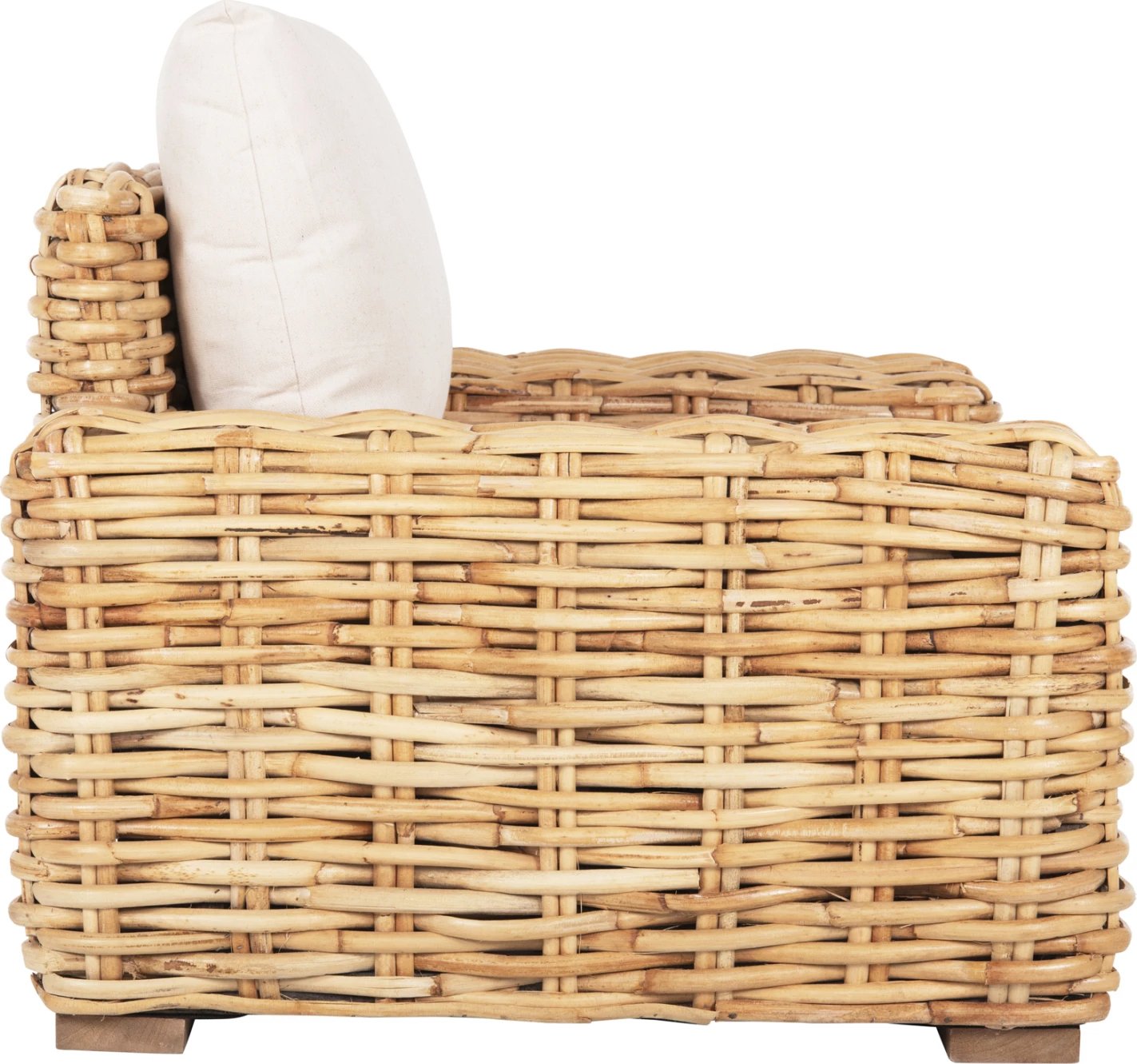 Shezlong për jashtë TROPEL FH9810 dru mango-rattan natyral-jastëk të bardhë 110x88x70-85Hcm