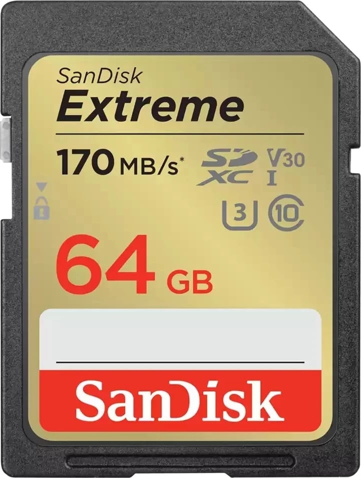 Kartë memorie SanDisk SDXC, 64GB, Extreme UHS-I, U3