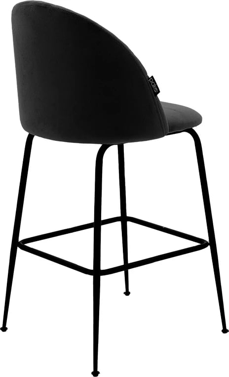 Karrige për bar Kudos, këmbë metalike të zeza-velvet i zi