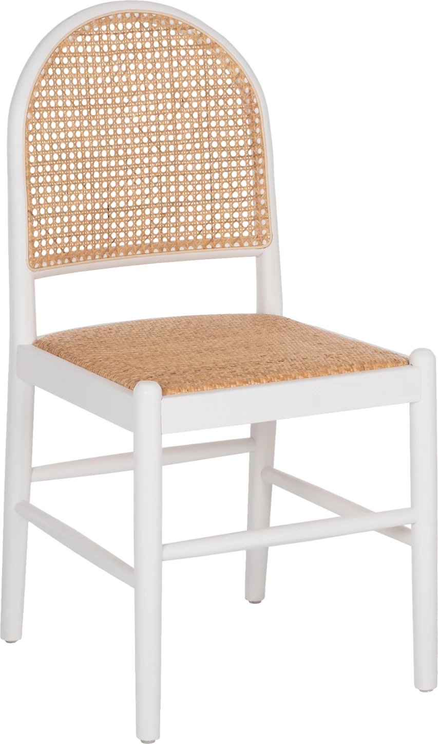 Karrige dru ahu, ngjyrë e bardhë-ratan bezhë, FH9407.03, 43x50x87H cm Karrige dru ahu, ngjyrë e bardhë-ratan bezhë, FH9407.03, 43x50x87H cm