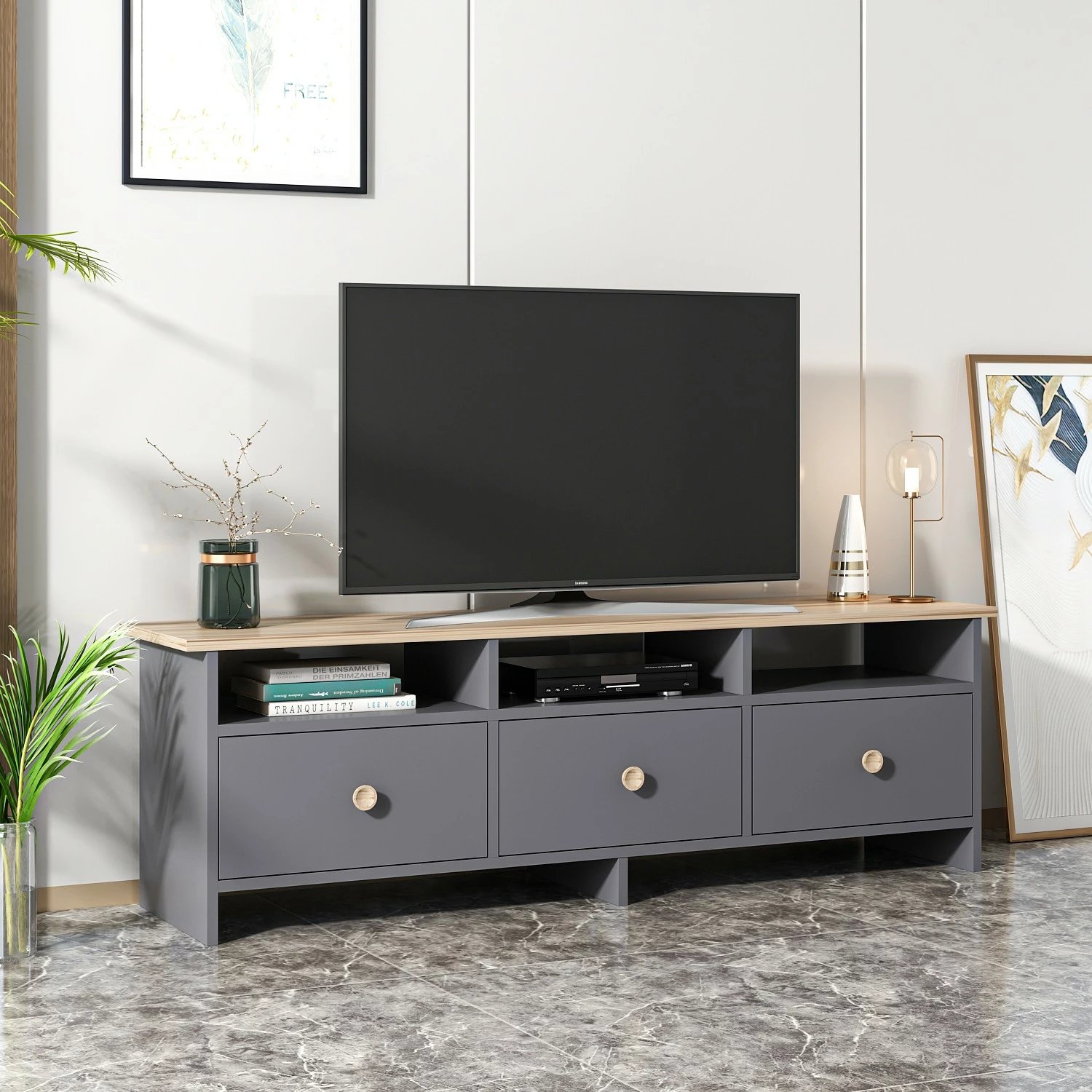 Komodë TV Hanah Home, Oslo, anthracite dhe lis
