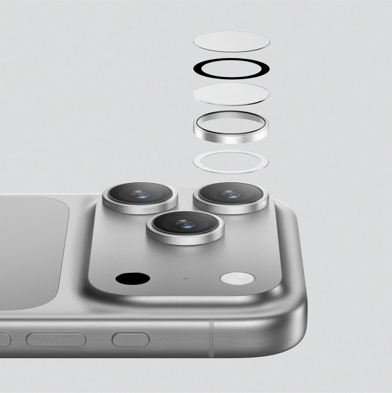 Mbrojtës xhami për kamera AmazingThing Lens Glass për iPhone 17 Pro / Pro Max, kornizë alumini, zi