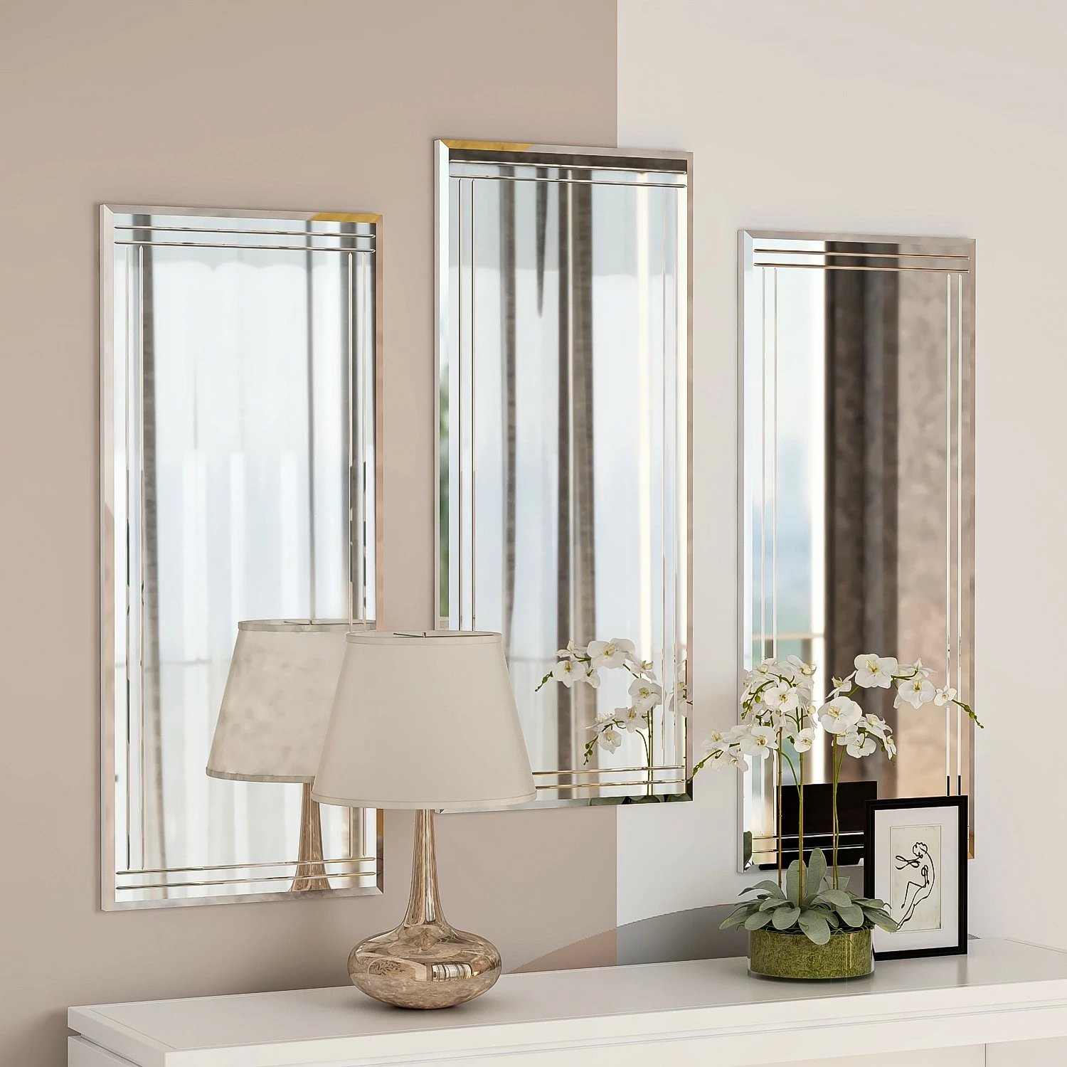 Set pasqyrash dekorative (3 copë), Hanah Home, Mini Buhem, transparente