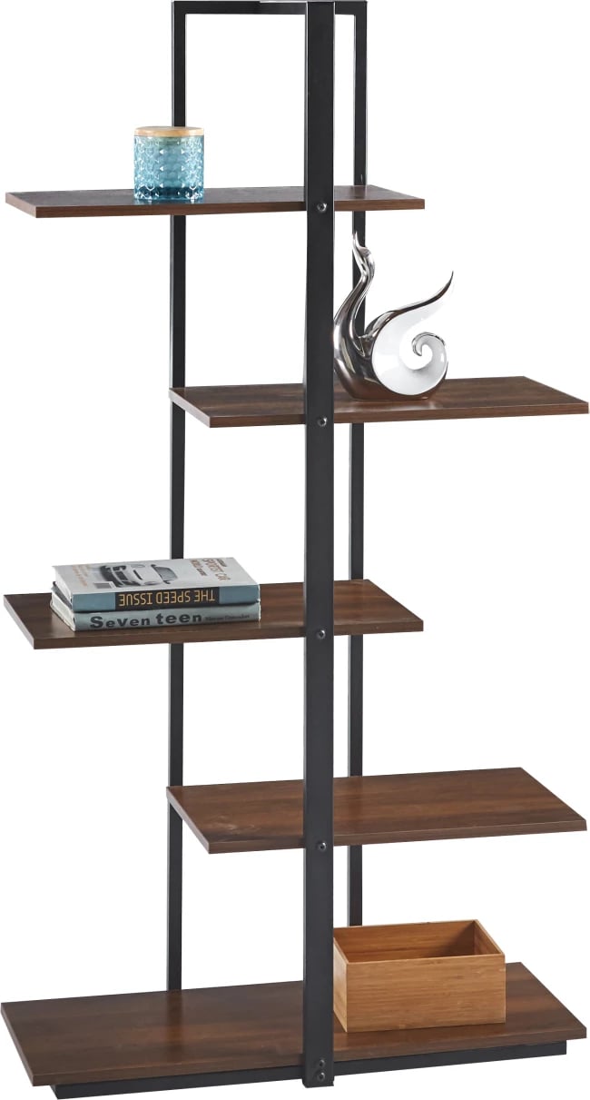 Rrafshinë OMNI FH18074.04, kornizë metalike e zezë, melaminë arre, 80x34x151.5 cm