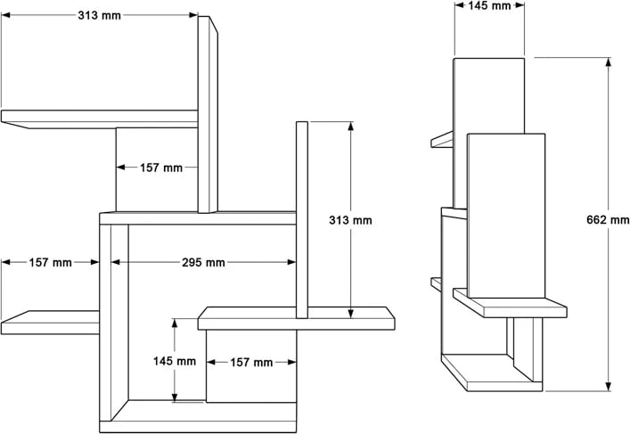 Raft muri Nogara, ngjyrë natyrale-bardhë, 62.6x14.5x66.2cm