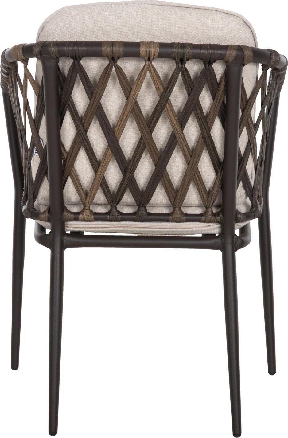 Karrige alumini BOLLY FH6080, kornizë kafe-sintetik ratan, jastëkë kafe-bezhë, 58.5x67x86H cm, set prej 4 copë