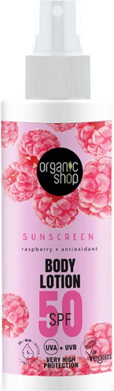 Locion trupi uniseks Organic Shop Raspberry SPF50, 150ml
