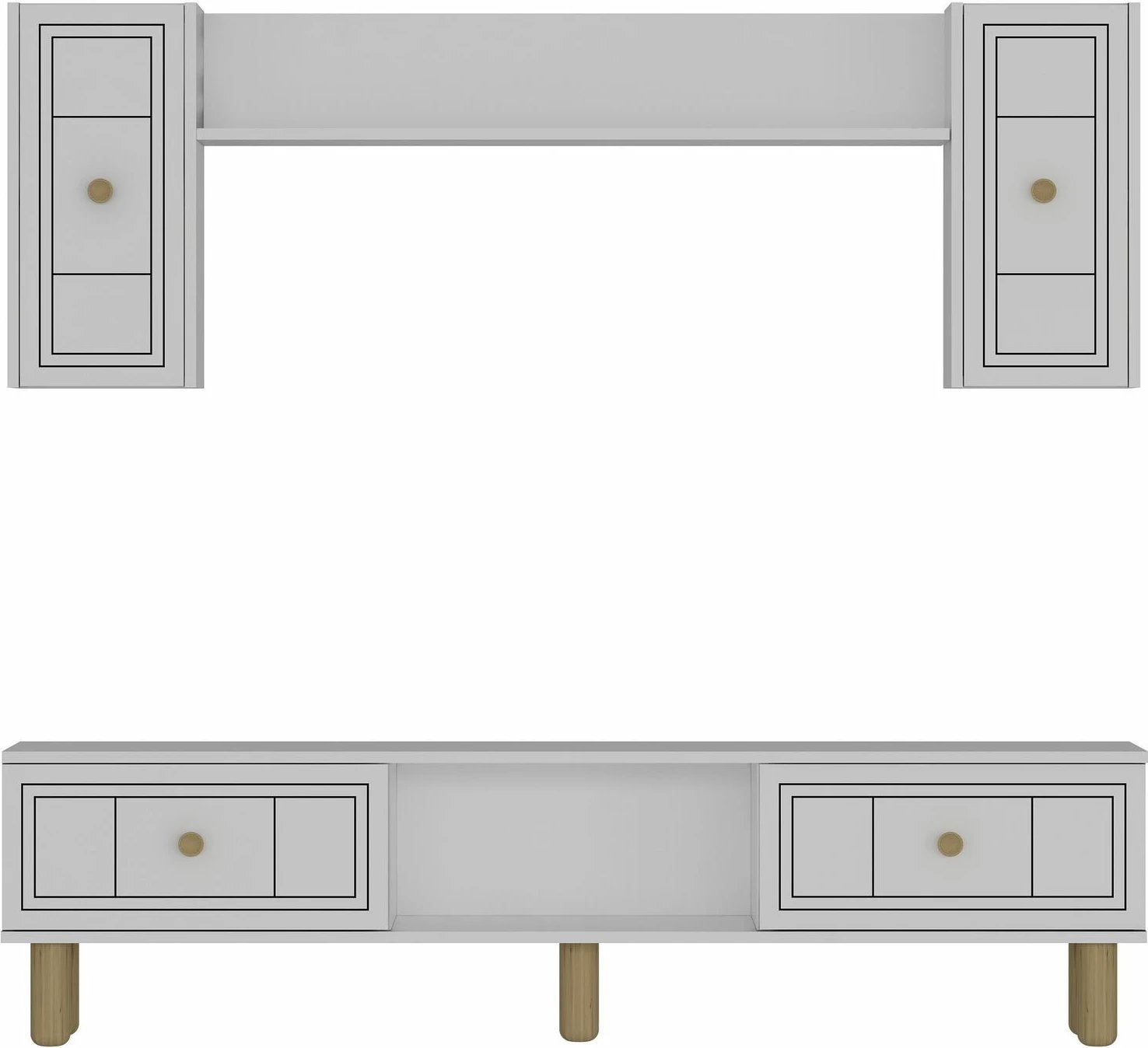 Komodë TV Dario Bohem, ngjyrë e bardhë, Skye Decor