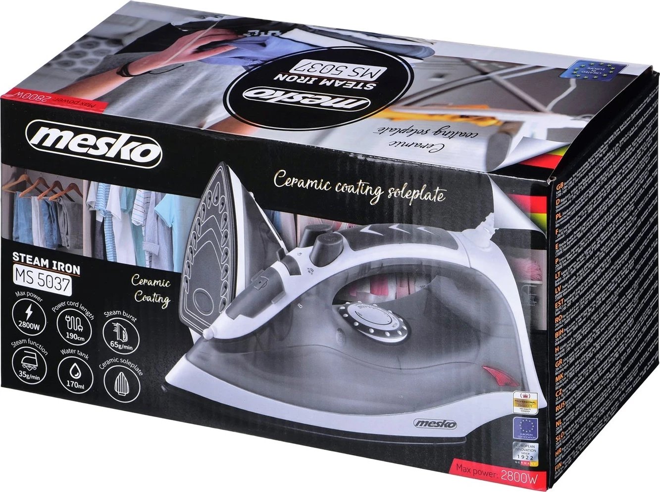 Hekur me avull Adler Mesko MS 5037, 3400 W, Gri Hekur me avull Adler Mesko MS 5037, 3400 W, Gri