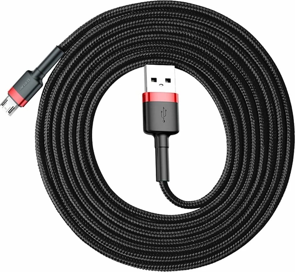 Kabllo Baseus Cafule CAMKLF-C91, USB-A në micro USB, 2m, e zezë/kuqe