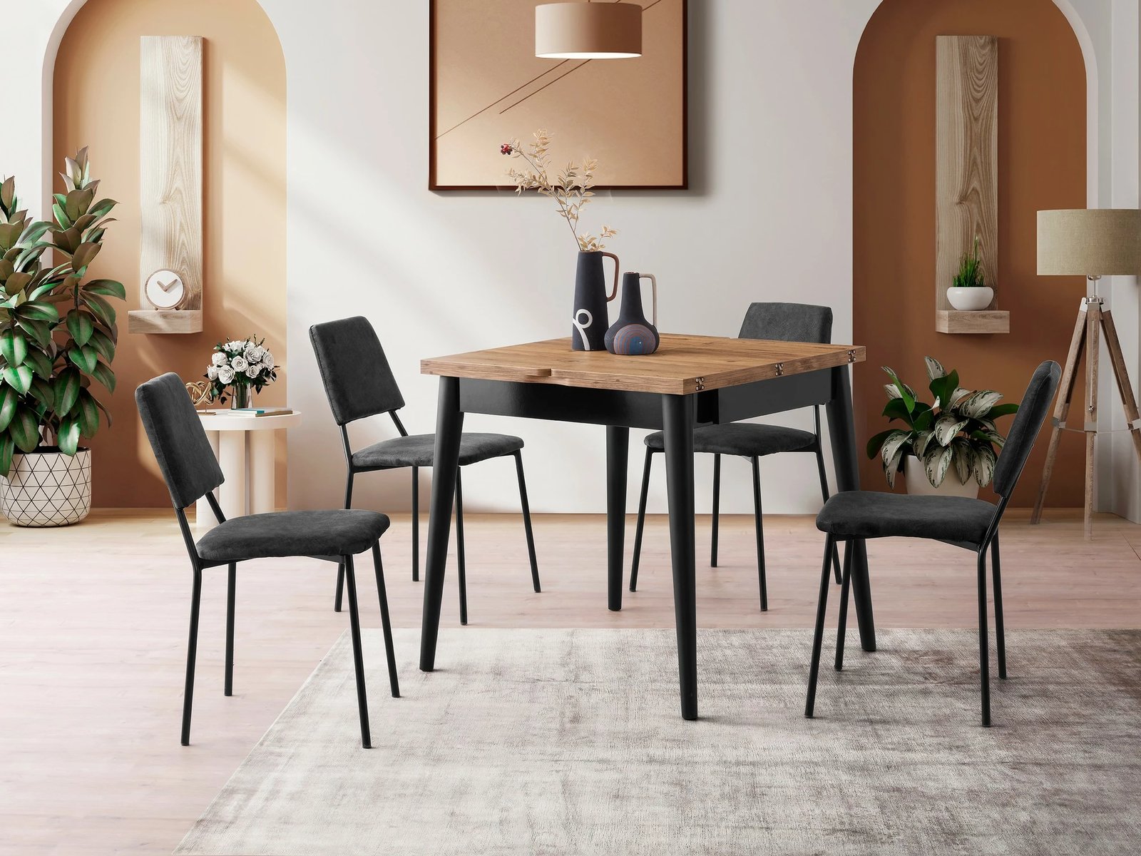 Tavolinë ngrënieje zgjatëse Skye Decor, Totem - 3043, ngjyrë Atlantic Pine