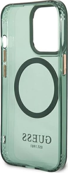 Mbështjellës Guess GUHMP13LHTCMA për iPhone 13 Pro/13 6.1", MagSafe, i fortë, Gjelbër