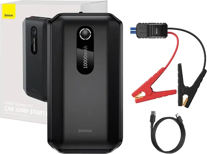 Jump starter Baseus CGNL020101, 10000mAh, 1000A, USB, e zezë