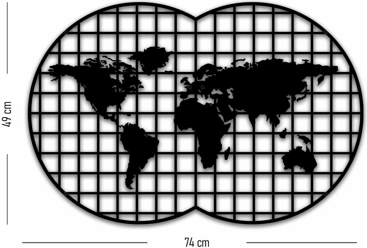 Aksesor dekorativ metalik për mur Wallity, MT - 020, ngjyrë e zezë, 74x49cm