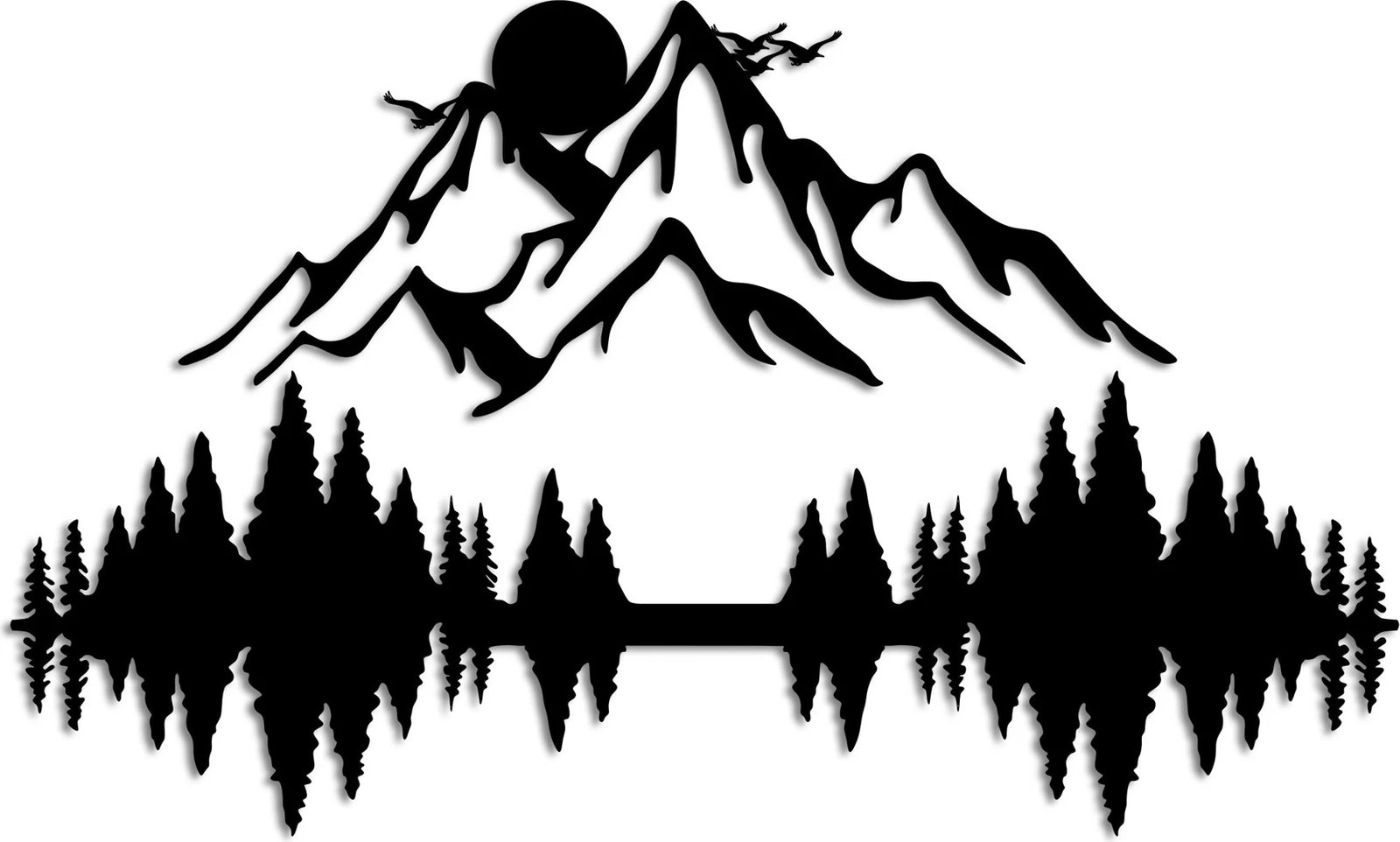 Aksesor dekorativ metalik për mur, natyrë dhe mal, 2 copë