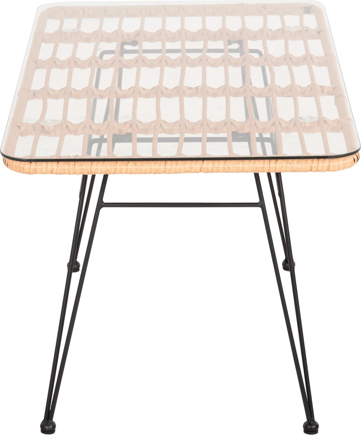 Tavolinë kafeje për jashtë ALLEGRA FH6076 metal i zi - rattan bezhë 95x55x51.5H cm