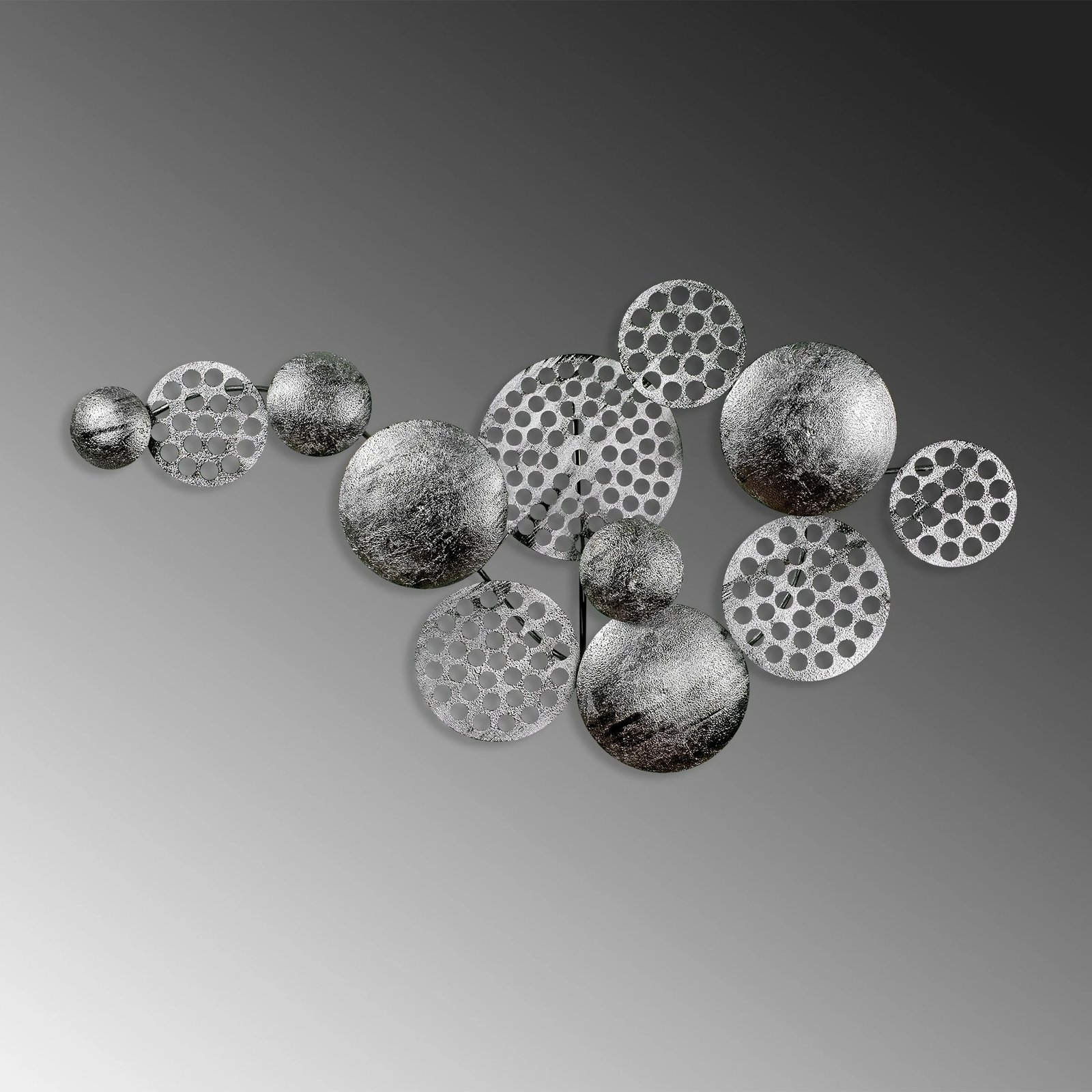 Aksesor dekorativ metalik për mur, Wallity Aurora 5, argjend, 45x82cm