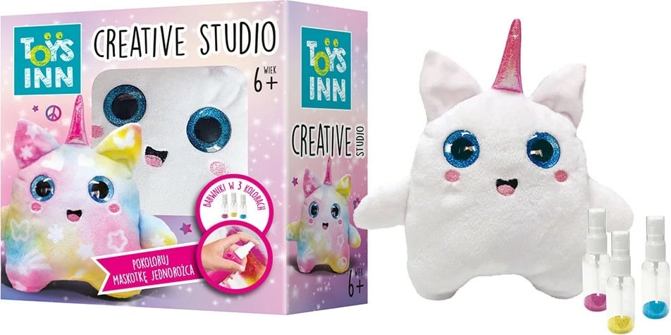 Set kreativ me maskotë unikorn Toys Inn Stnux STN9452, me ngjyra spërkatëse, shumëngjyrëshe