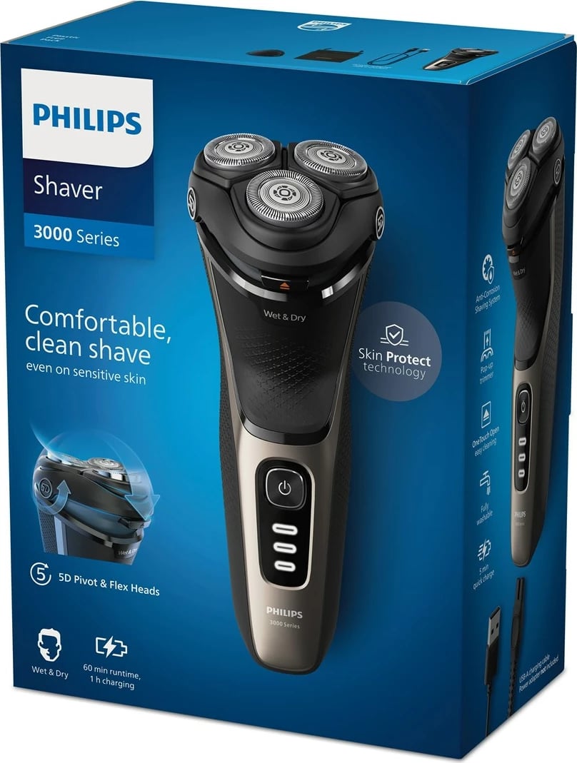 Rrojtës për Meshkuj Philips S3242/12, Trimmer, Zi dhe Ar Rrojtës për Meshkuj Philips S3242/12, Trimmer, Zi dhe Ar