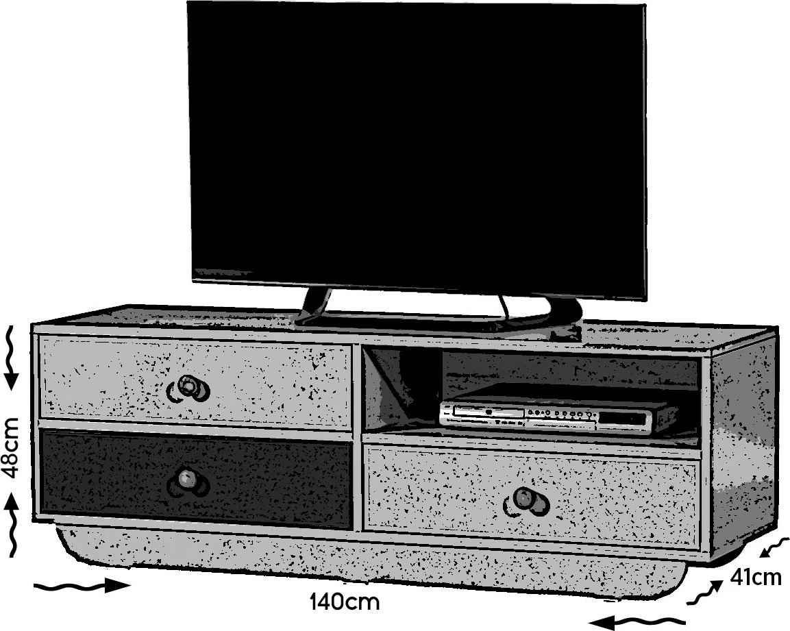 Komodë TV Hanah Home, Casablanca, e bardhë dhe blu