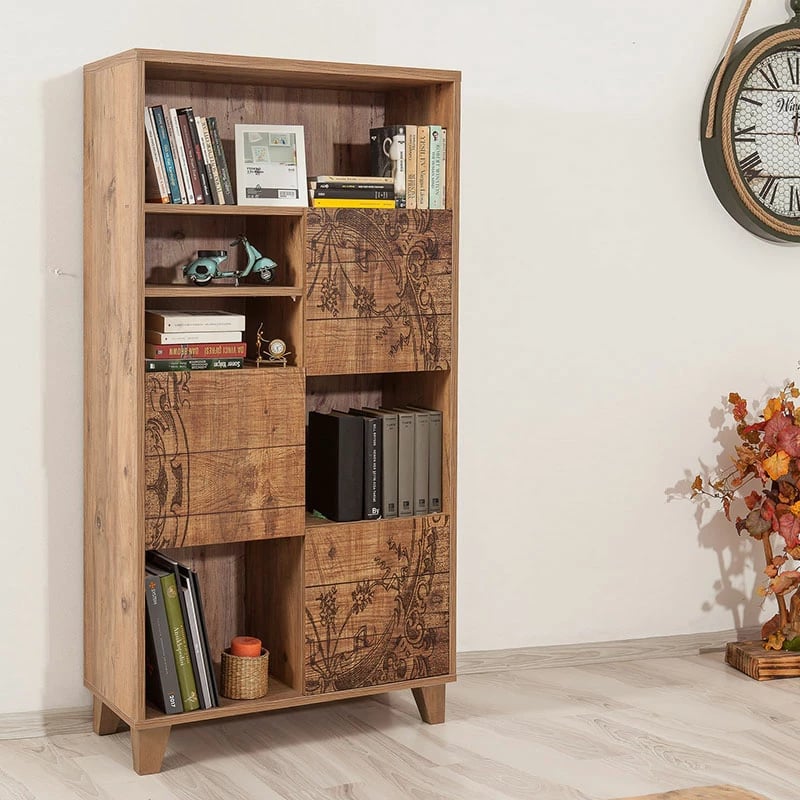 Raft librash PWF-0181-7, ngjyrë pishe Atlantike, 80x36x155cm
