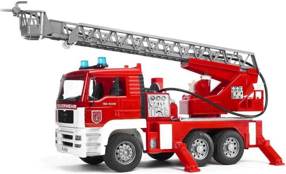 Kamion zjarri lodër BRUDER MAN BR-02771 me shkallë, pompë dhe sinjalizim, kuq/gri/bardhë