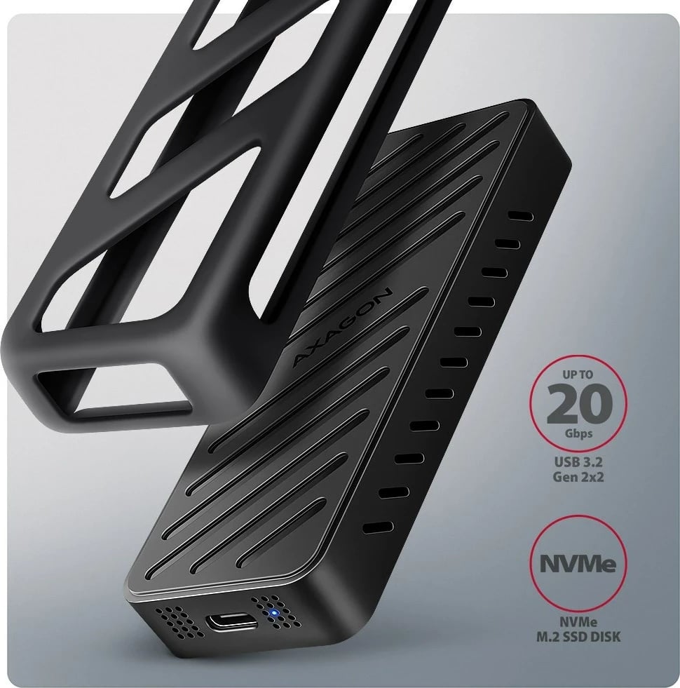 Kasë SSD AXAGON EEM2-20G, USB-C 3.2, M.2, E zezë Kasë SSD AXAGON EEM2-20G, USB-C 3.2, M.2, E zezë