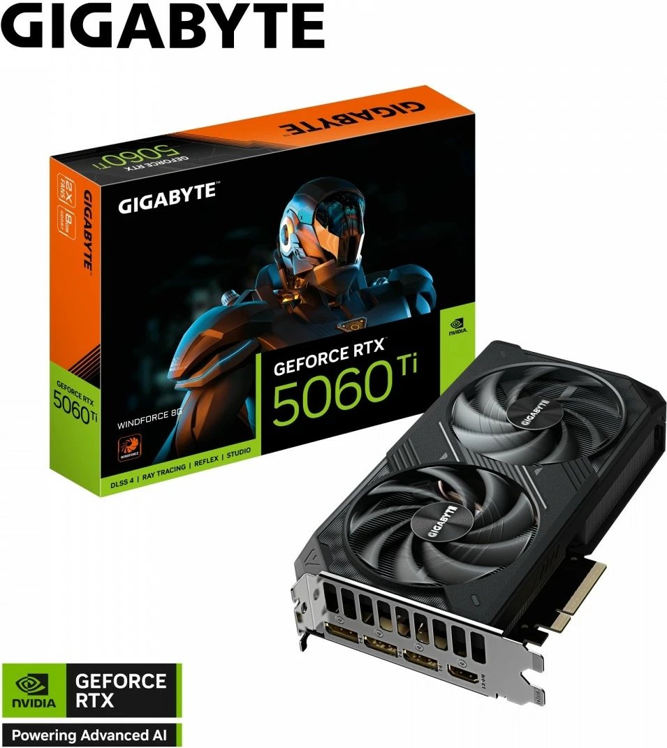 Kartë grafike Gigabyte GV-N506TWF2-8GD, GeForce RTX 5060 Ti, 8 GB GDDR7, PCI-E 5.0, me dy ventilatorë