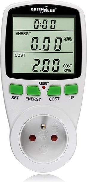 Matës i konsumit të energjisë Greenblue GB202, 0 - 9999W, i bardhë