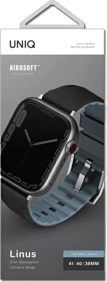 Rrip silikoni për Apple Watch UNIQ Linus, 38/40/41mm, i zi