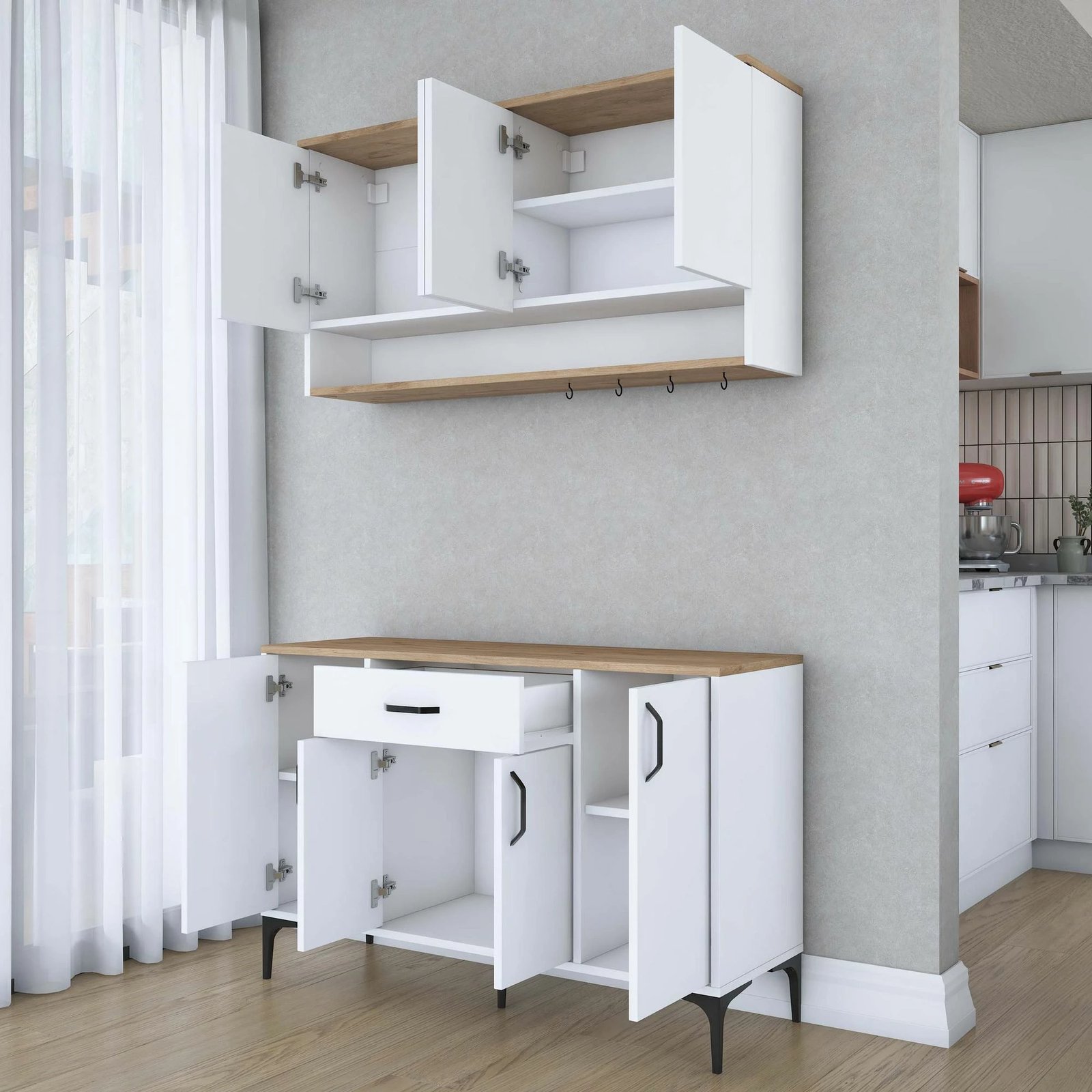 Stendë kafeje Skye Decor, ngjyrë arr dhe e bardhë, JE203 - 3822