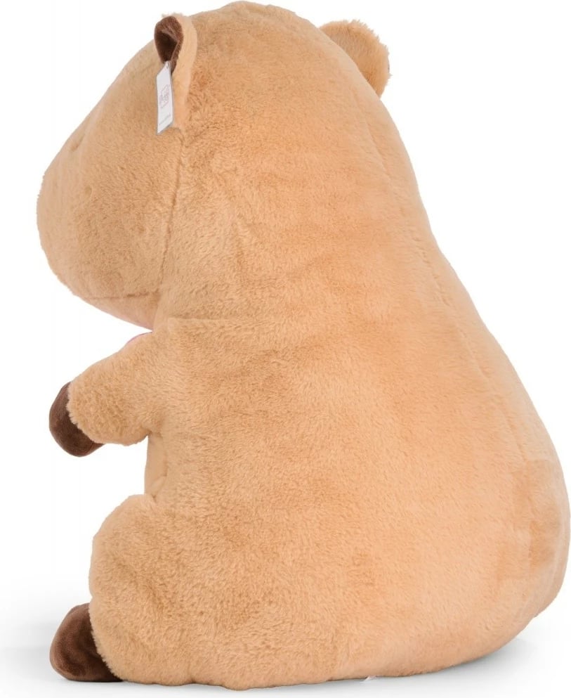 Maskotë pelushi kapibara Daffi M-602, 66 cm, bezhë/kafe me fjongo rozë