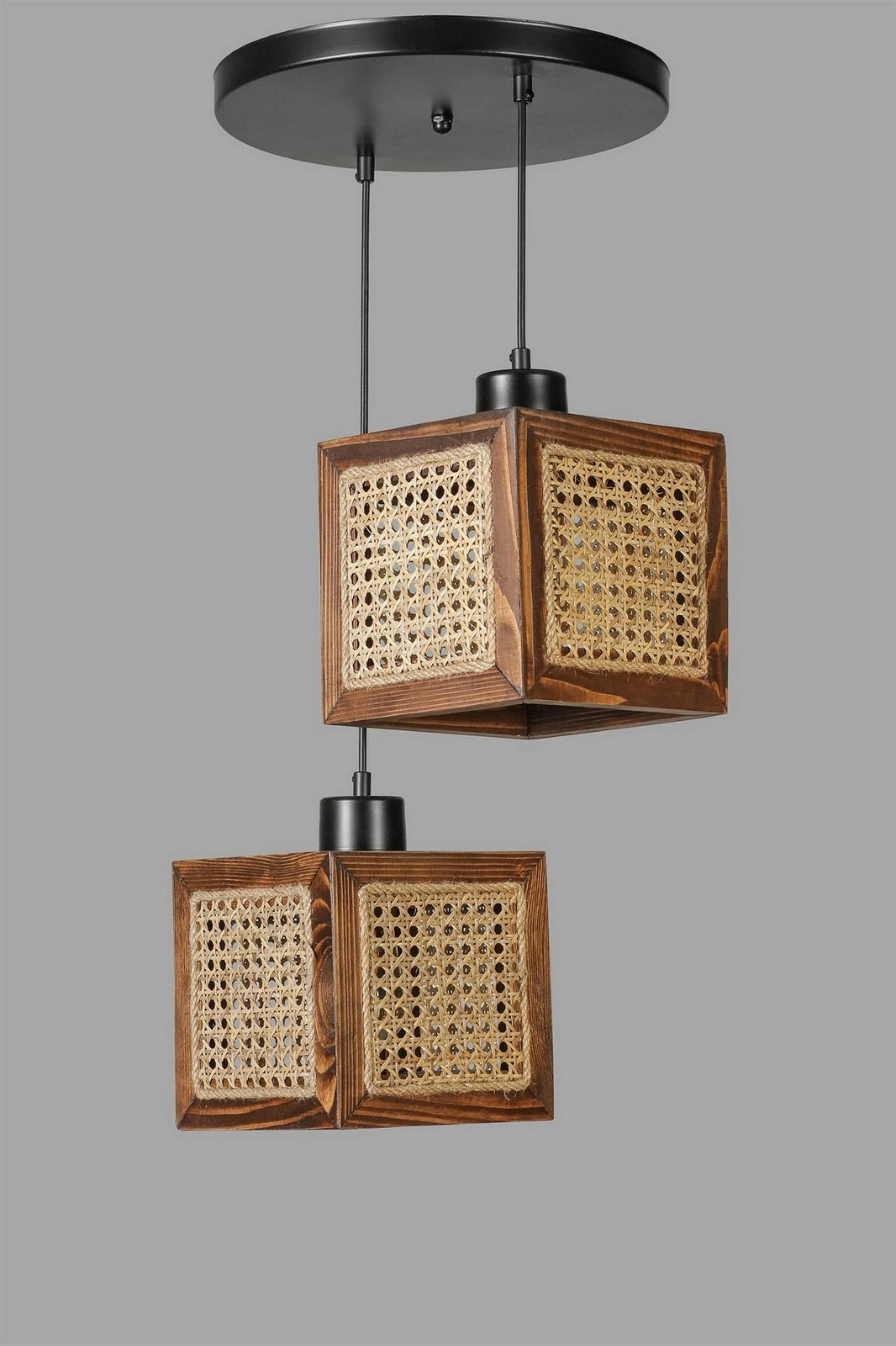 Llambë tavani Opviq Kumsal, 2 drita, dru arre, ratan