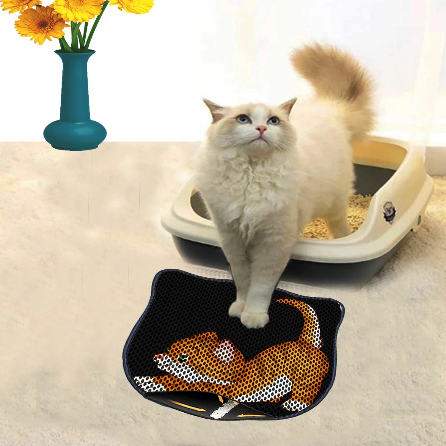 Tapet për rërë mace, shumëngjyrësh, Paws & Whiskers, Kdkafa0118, 40x50cm