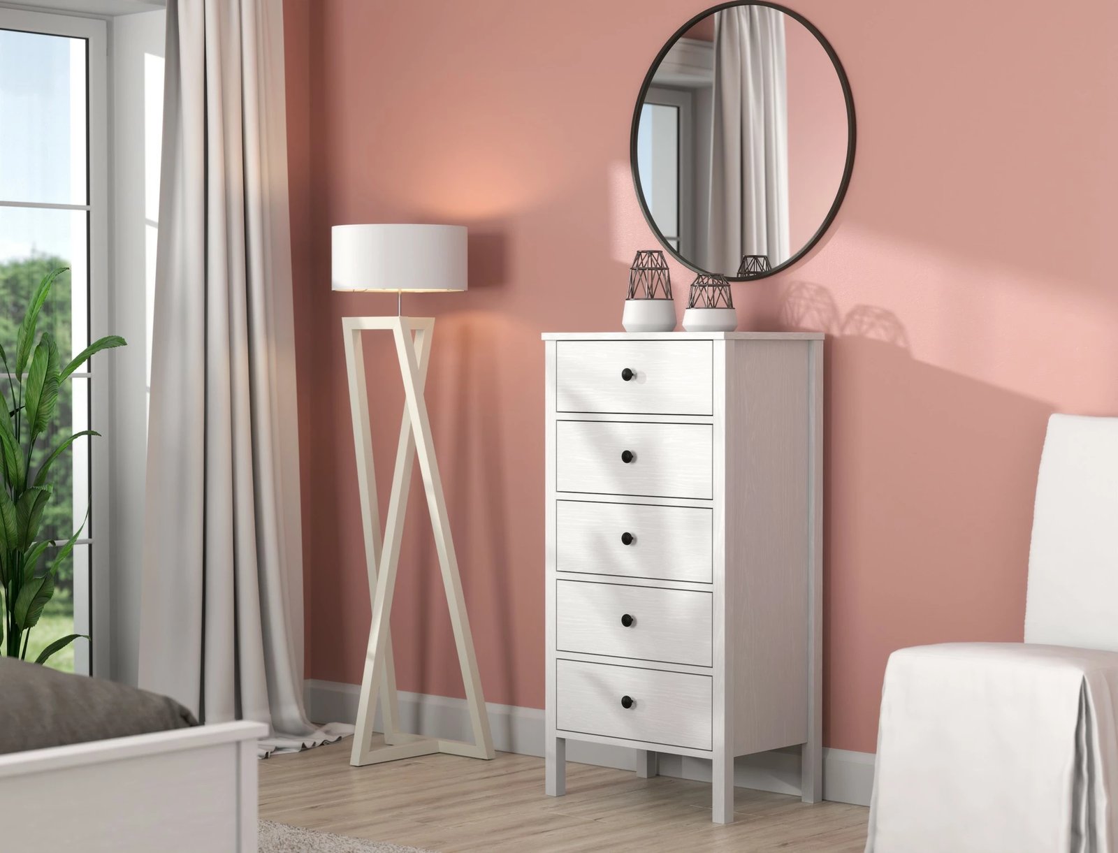 Komodë Hanah Home, FRN-20027, ngjyrë druri dhe e bardhë