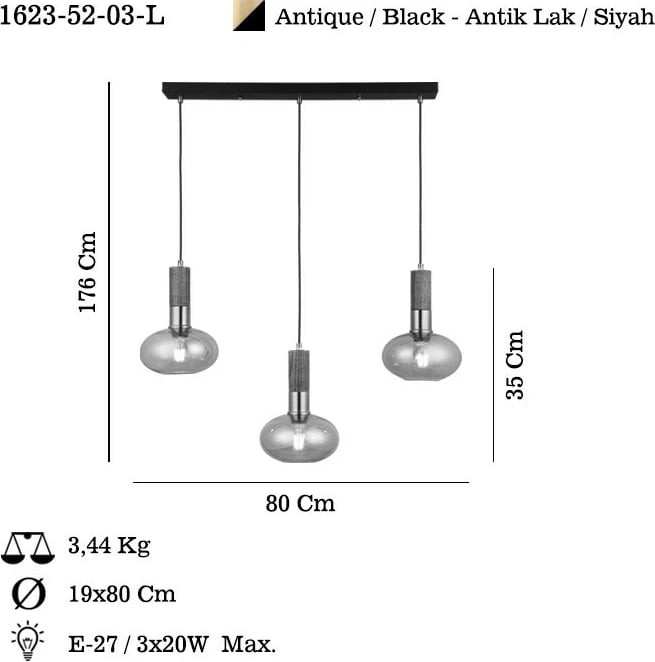 Llambadar Opviq, Hena, ngjyrë llak antik, 52-03-L