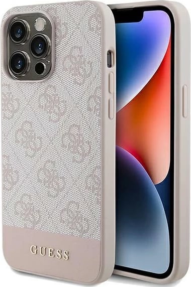 Mbështjellës Guess 4G Stripe për iPhone 14 Pro, Rozë Mbështjellës Guess 4G Stripe për iPhone 14 Pro, Rozë
